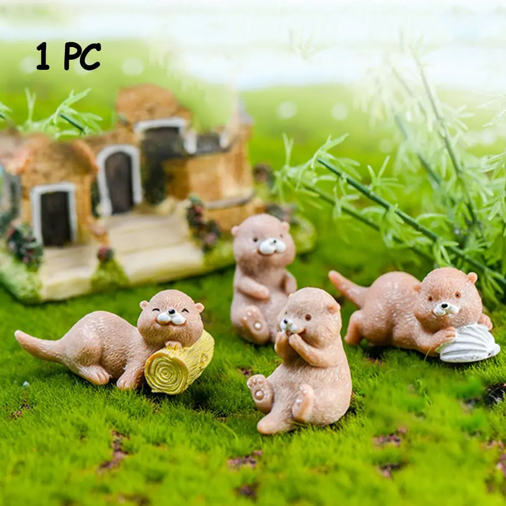 1 PC DIY Fairy Garden Dollhouse Bonsai Ornament Home Decor Otters Figurine Animal Model Miniature Water Dog