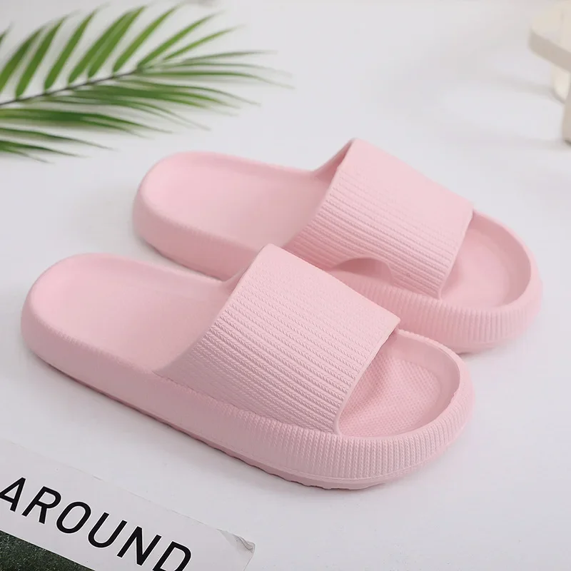 2022 Thick Platform Bathroom Home Slippers Cloud Slippers Women Soft Sole EVA Indoor Slides Sandals Summer Non-slip Flip Flops