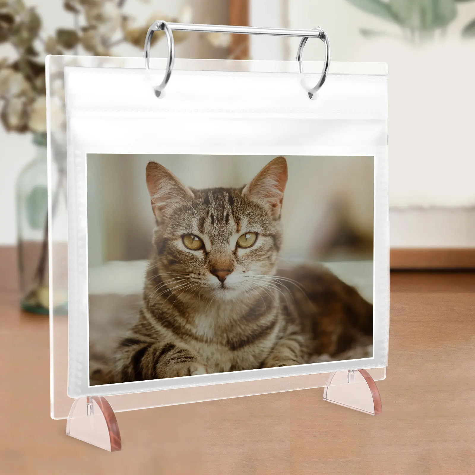 Desktop Photo Album Stand Clear Acrylic Sign Holder Loose Leaf Calendar Tabletop Menu Display Holder Multi-Functional Storage