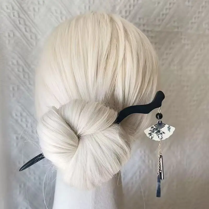 Exquisite Flower Tassel Wooden Hairpin Retro Chinese Style Handmade Floral Hair Stick Vintage Girls Women Hanfu Hair Accessories