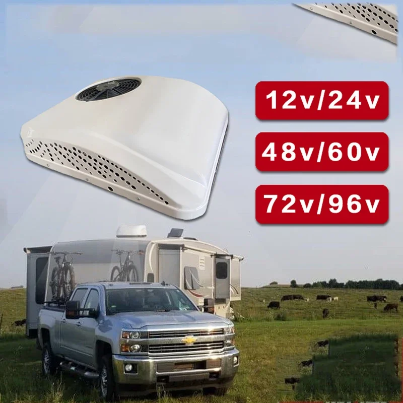 12V 24V Electric RV Roof Air Conditioner Heat and Cool Rooftop Parking Ac Top-Mounted for Truck Camper Van Caravans Motorhome