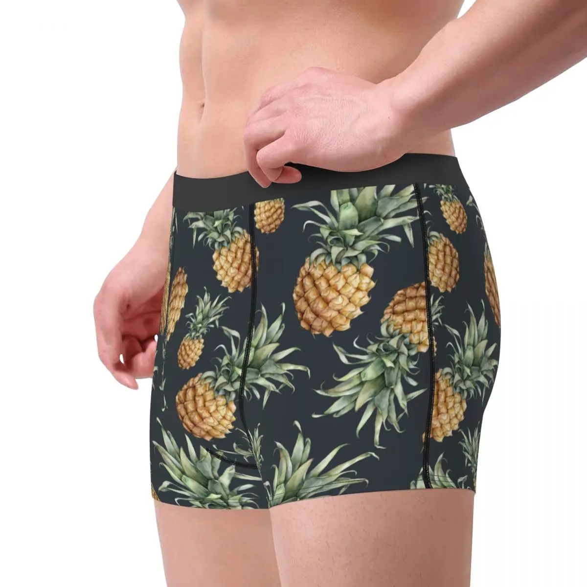 Man Pineapple Fruit Pattern Underwear Humor Boxer Shorts Panties Homme Mid Waist Underpants