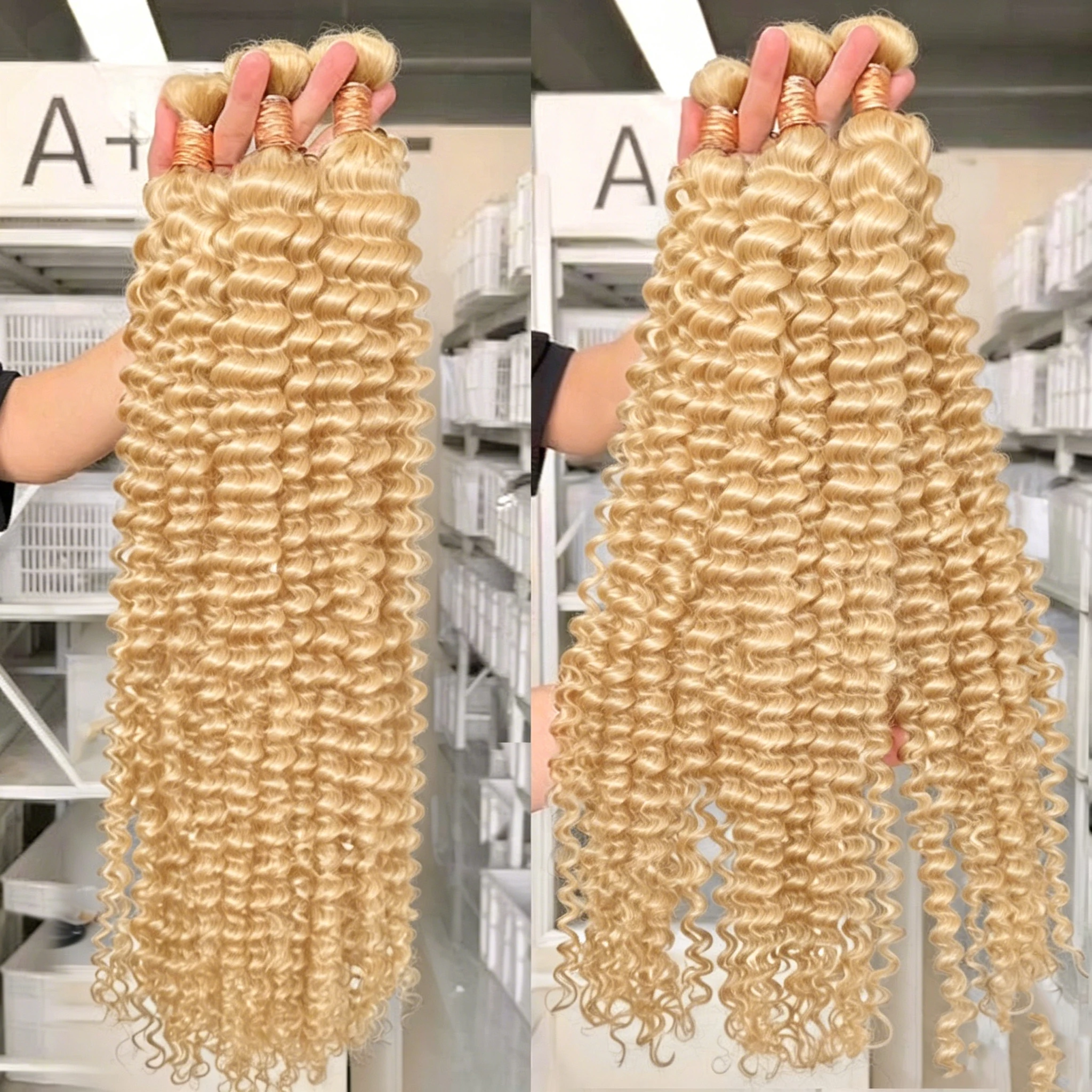 32 inch Deep Wave Human Hair Bundles Remy Brazilian Hair 613 Blonde Colored Deep Wave 1/3/4 Bundles Deals Human Hair Extension
