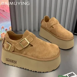 Suede Platform Women Shoes Designer Casual Flats Shoes Autumn Buckle Shoes New Brand 2024 Trend Walking Comfort Zapatillas Lady