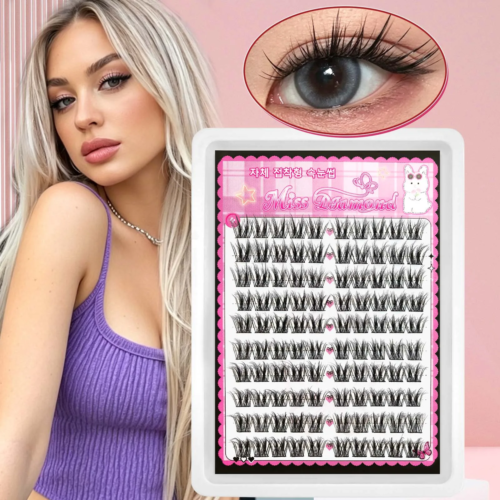 Multi-Style Cluster-Wimpern-Set: Welpenaugen-, Katzenaugen- und Puppenaugen-Effekt, Flauschige DIY Einzelwimpern, Gemischte Segmentierte Wimpernverlängerungen – Detail 4