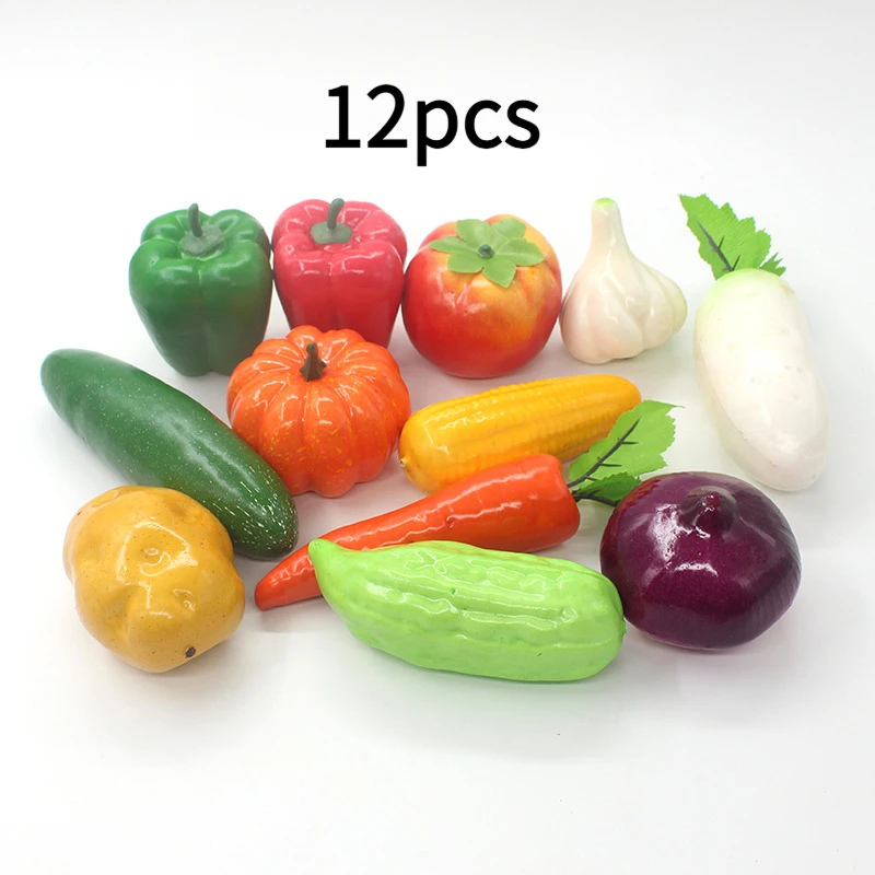 

12Pcs Realistic Artificial Vegetables Lifelike Decorative Food Simulation Faux Veggies For Home Kitchen Christmas Decoration