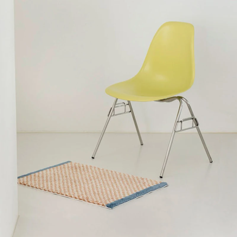 VIKAMA Ins-style Korean-style Striped Checkered Water-absorbing Bathroom Floor Mat, Small Doormat for Home Decoration