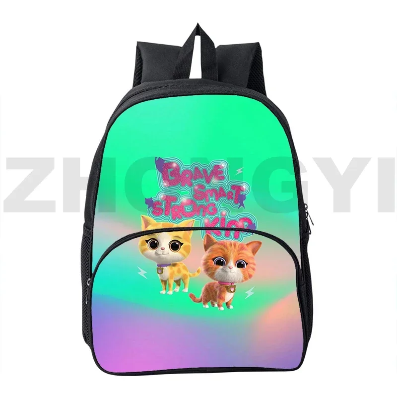 Plecaki 3D SuperKitties przedszkole dzieci na zamek błyskawiczny Bookbag dla dzieci słodki kociak Anime 12/16 Cal Mini torba dla nastolatek