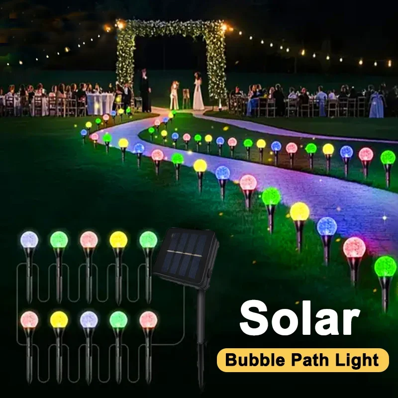 

15LEDs Solar Bubble Ball Lawn Lights Waterproof Solar Pathway String Light for Outdoor Garden Patios Trail Lighting Decoration