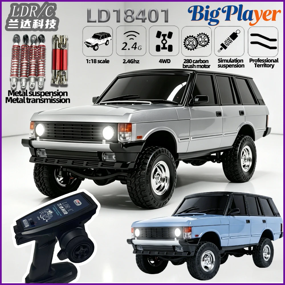 LDRC LD18401 1/18 4WD RC Rock Crawler Off-Road Climbing Car 2.4GHz Full Proportional Remote Control with RTR Hobby Toy Gift