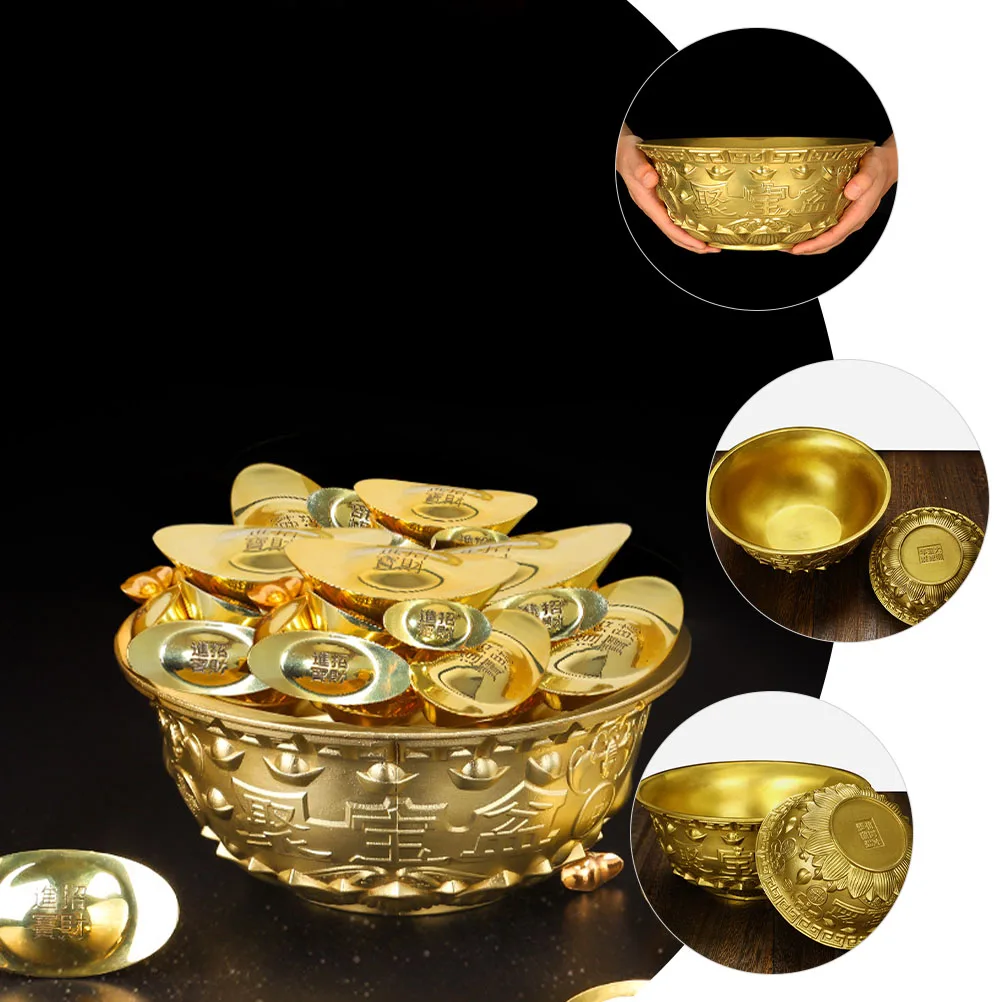 

Gold 12cm Wealth Basin Brass Treasure Decoration Home Office Desktopnaments Brass Money Bowl Lucky Gift