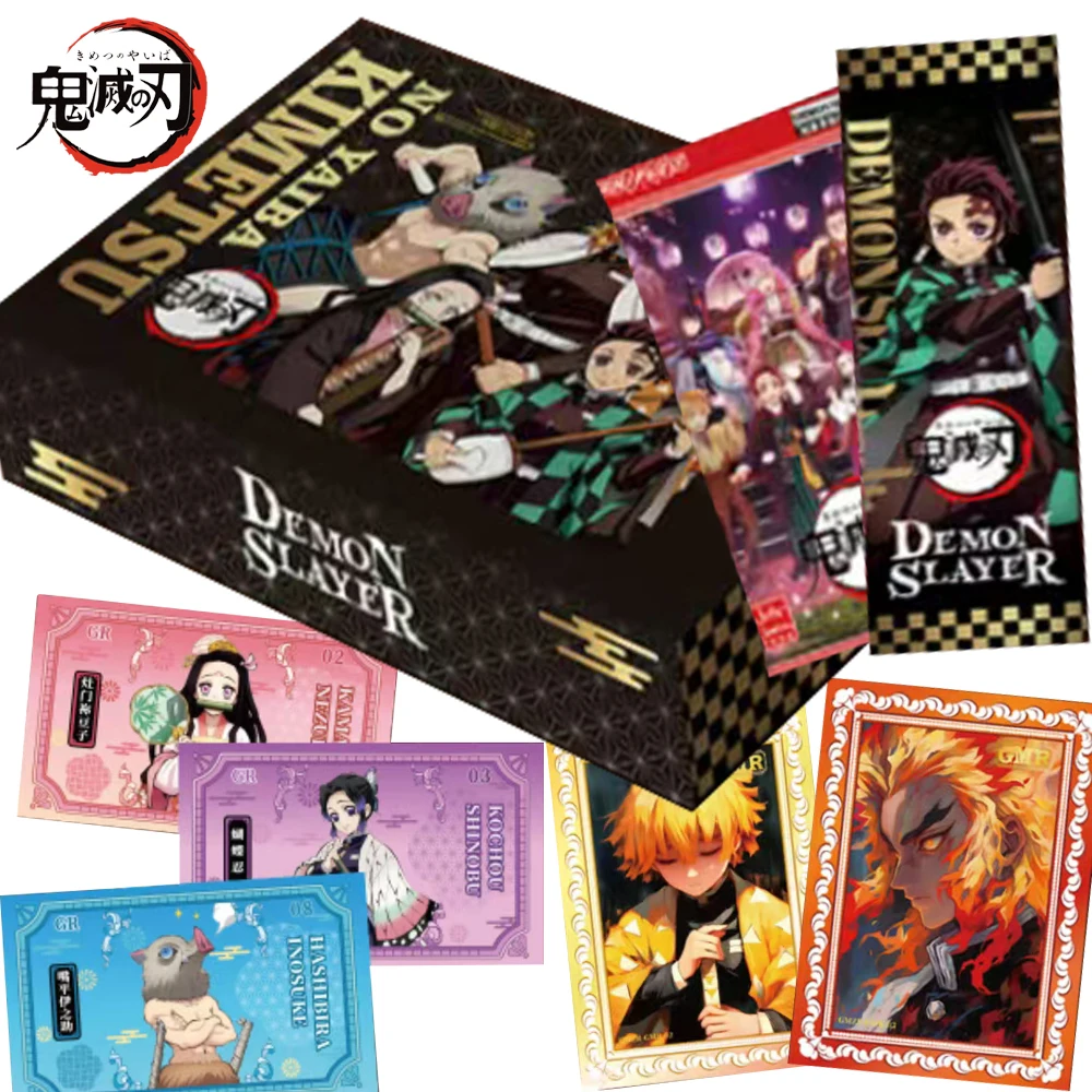 Demon Slayer Collection Card Agatsuma Zenitsu Kochou Shinobu Anime Oil Painting Style Character Drip Glue Cards Boys Girls Gifts