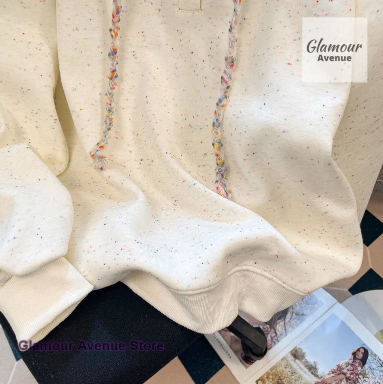 Korean style chic colorful embroidery hooded sweater women's spring and autumn new fashion loose shoulder casual Joker coat