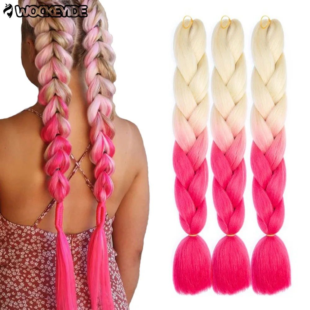 

Jumbo Braiding Hair 3pcs Ombre Beige/Pink Synthetic Ombre Braiding Hair Braiding High Temperature Fiber Crochet Twist Braids