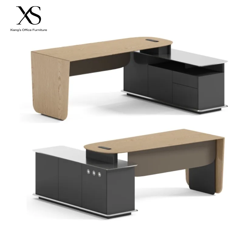 Luxury Modern L-Shaped Solid Wood Durable Modular Multi-Function Executive Office Desk for CEO Office Building