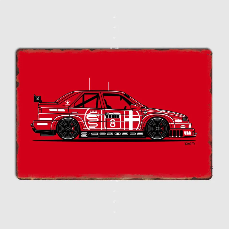 DTM Red 155 V6 Classics Racing and Rally Car Metal Plaque Poster indoor outdoor Home Bedroom Bar Tin Sign Room Decor Wall Decor