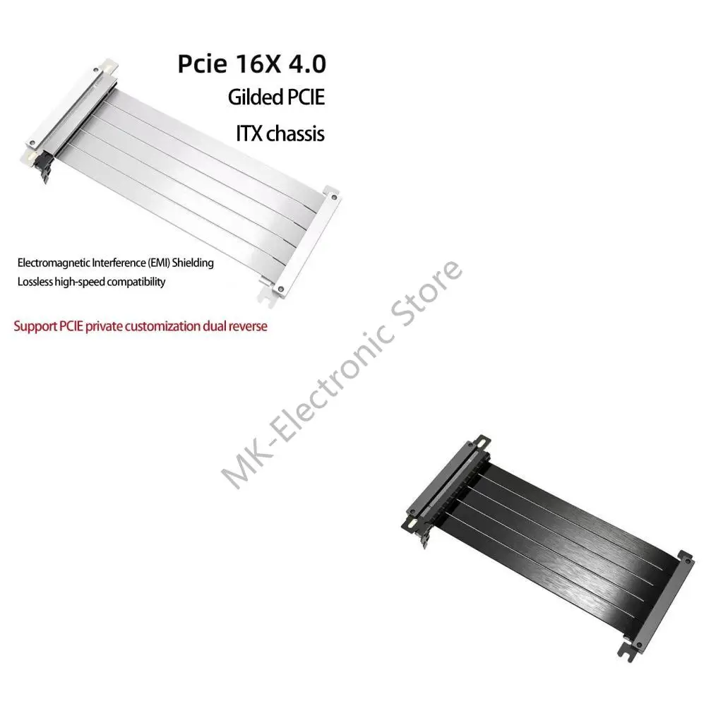 R2LF PCIe4.0 x16 64GB/s Double Reverse Risers Cable 50cm Enhances Cooling Performances for High End GPU Installations
