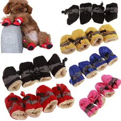 4 pezzi scarpe da cucciolo antiscivolo impermeabile inverno cane da compagnia antiscivolo stivali da neve pioggia calzature spesse calde per Prewalkers calzini stivaletti