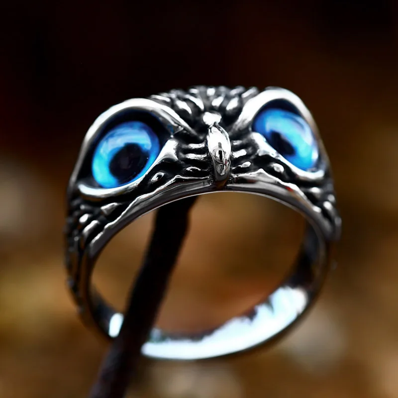 Steel Soldier wholesale Men Stainless Steel mosaic eye Ring Cool Style owl Animal Ring Fashion Punk