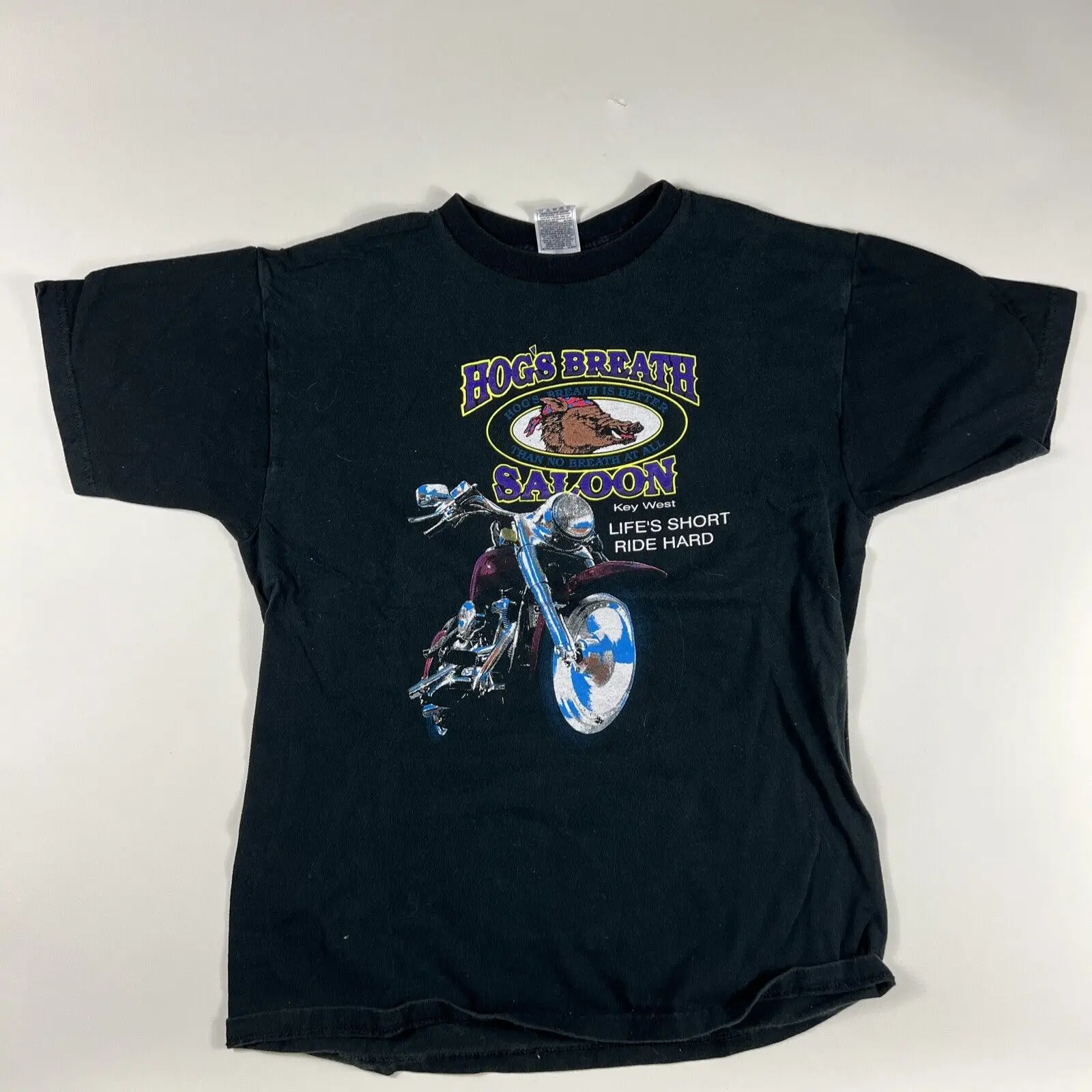 Vintage Hogs Breath Saloon T Shirt L Key West Life Äôs Short Ride Hard