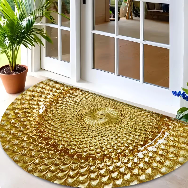 White Base Blue Grey Orange Giant Daisy Oval Commercial Door Mat Welcome Rug For Cafe Shop Garden Office