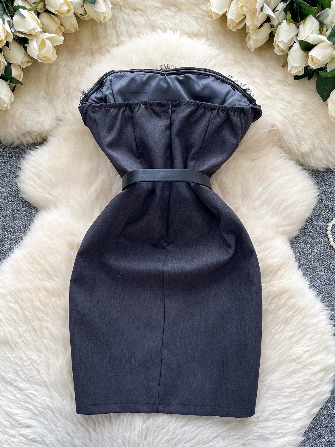 Vestido e con corpiño y ribete de encaje para mujer, Falda corta de satén de seda de verano, vestido envolvente de cin...