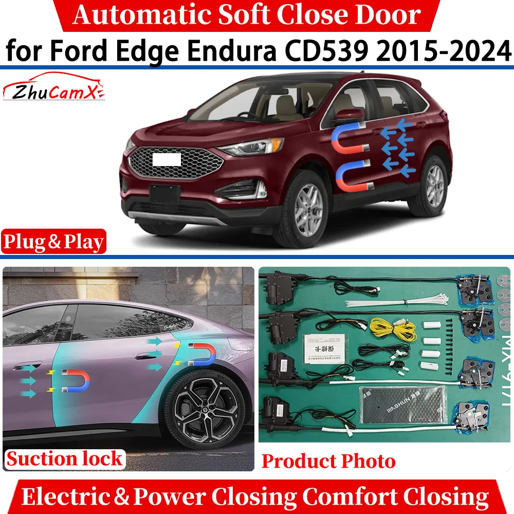 

ZhuCamX for Ford Edge Endura CD539 2015-2024 Car Automatic Soft Close Door Electric Power Comfort Closing Suction lock System