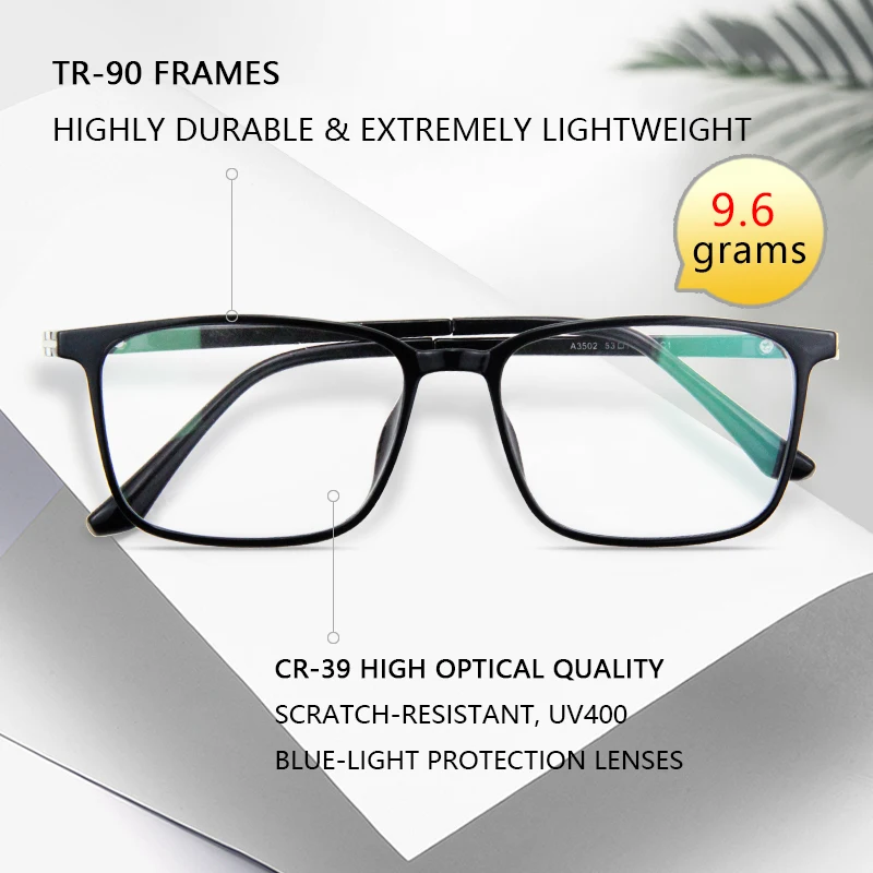 Ultra-Thin Lightweight Reading Glasses for Men,  Rectangle Frame, Anti-Blue light Eyeglasses high quality Magnifying glasses