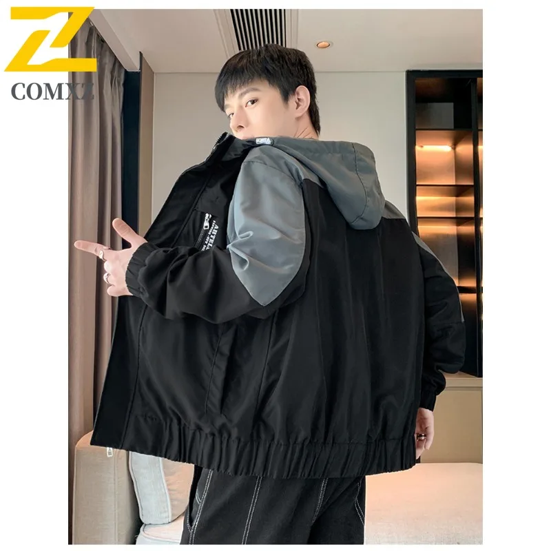 

COMXZ 2025 Мужская женская куртка-пуховик с цветными блоками и капюшоном, зимнее модное пальто для отдыха, спорта на открытом воздухе, легкая ветровка для отдыха