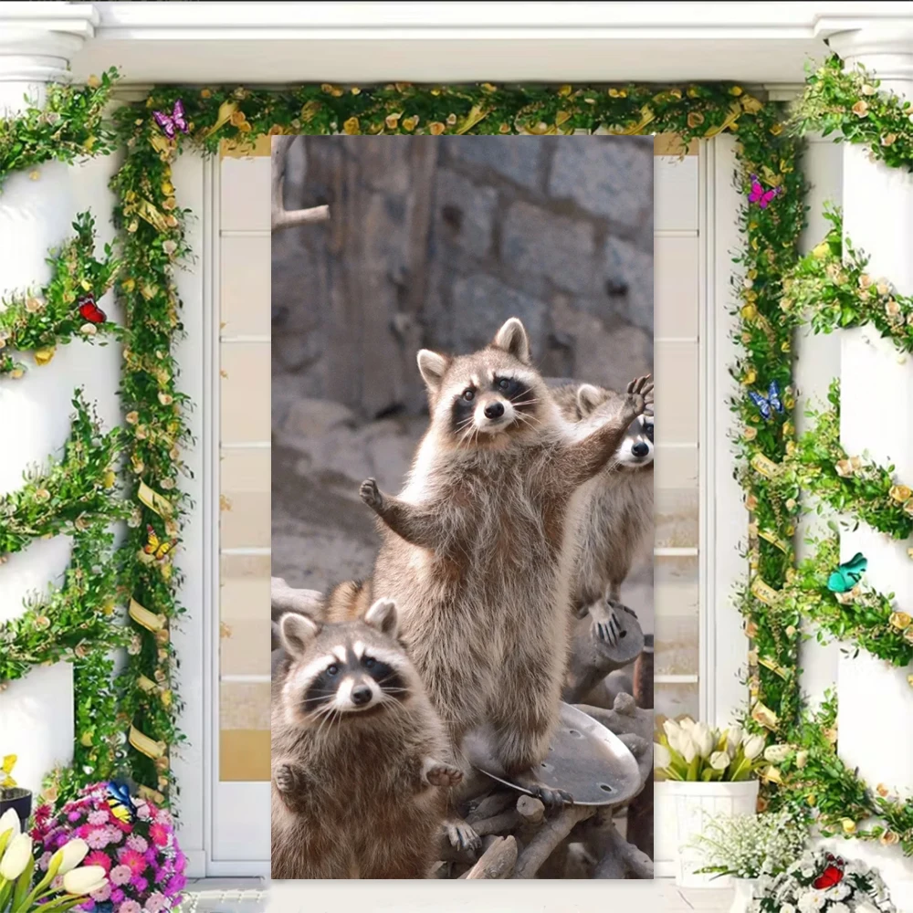 أنيمي الراكون الأرز الكعك حفلة عيد ميلاد خلفية لطيف الغابات الحيوانات التصوير خلفية غطاء الباب طفل الطرف الديكور هدية #5