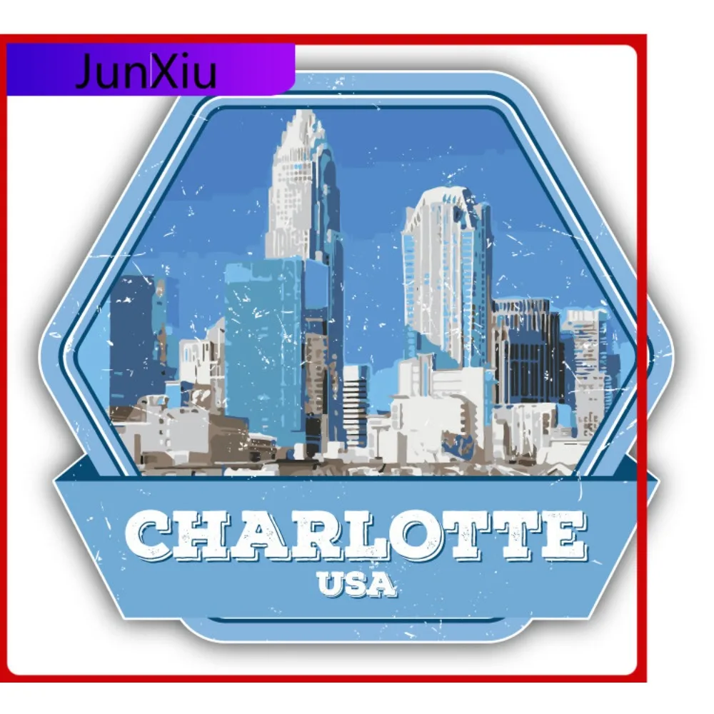 

Charlotte City Usa Grunge Vintage Travel Label Car Bumper Sticker Decal