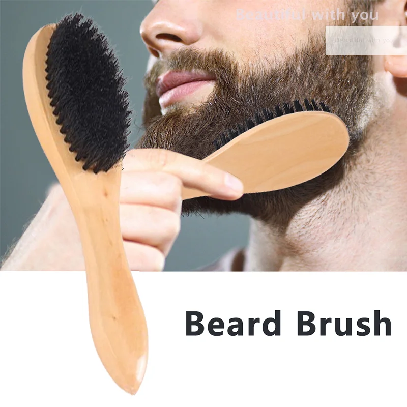 

Hair Brush Wood Handle Boar Bristle Beard Comb Styling Detangling Straighten Boar Bristles Massage Comb