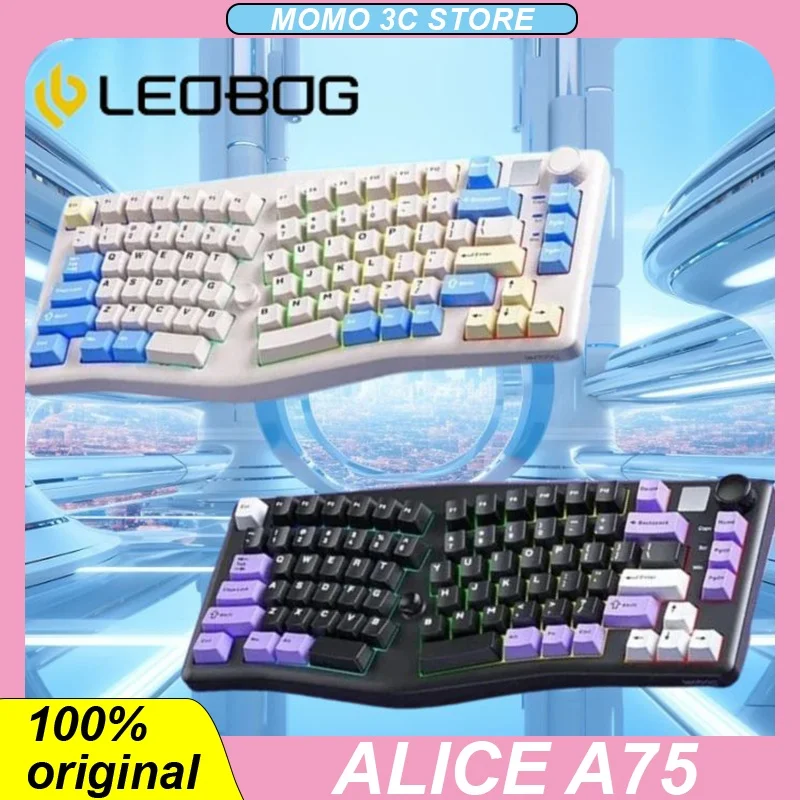 

Leobog Alice A75 Wireless Mechanical Keyboard Tri-Mode Bluetooth Wired Hot Swap RGB Ergonomics Top Structure Custom Keyboards PC