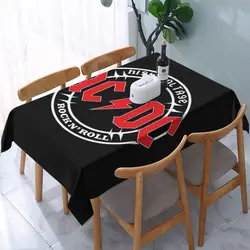 Rectangular Waterproof Vintage Rock AC DC Table Cover Fitted Heavy Metal Music Band Table Cloth Backing Tablecloth for Picnic