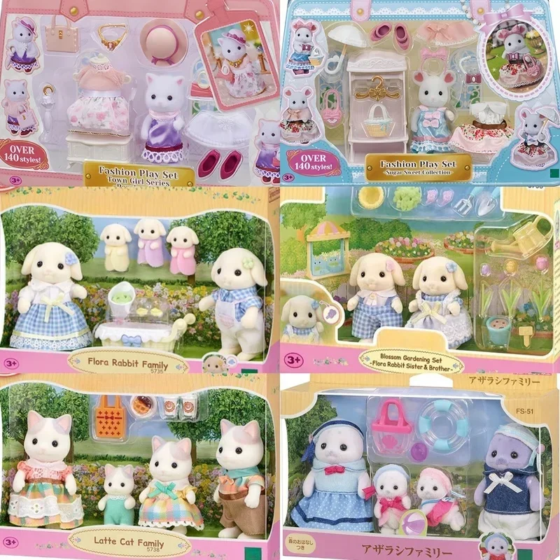 

Hot Sale New Forest Baby Family Anime Flora Rabbit Family Latte Cat Family Seal Family Flocking Doll Toy Birthday Ornaments Gift