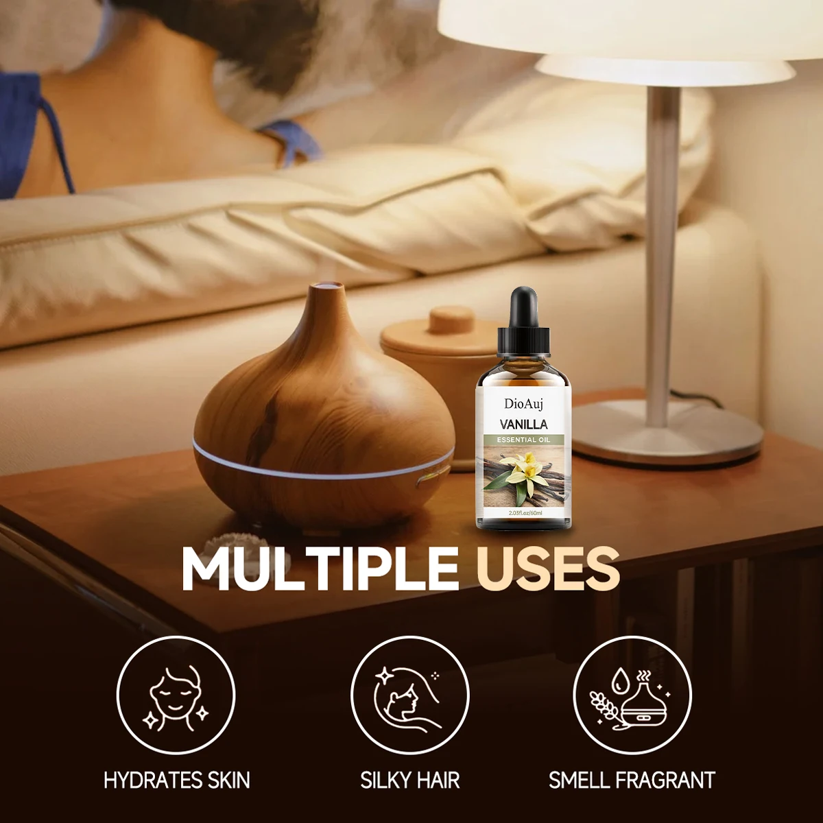 Hllozzi Vanilla Essential Oil 60ml Natural Fragrance Healing Massage Oil for Skin Care And Aromatherapy