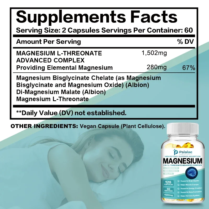 3-in-1 L-Magnesium Threonate Advanced Complex - for Brain Health, Better Sleep, and Stress Relief