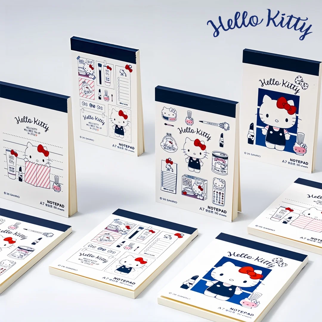 1/4/8 Hello Kitty Cartoon Notepad with Tearable Pages, Student Message Notebook, Portable Memo Pad, Small Notebook