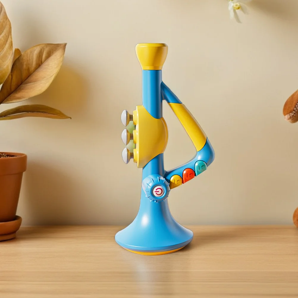 آلة موسيقية للأطفال على شكل بوق أزرق للتعليم المبكر للأطفال الصغار تعلم الموسيقى في الفصول الدراسية صوت متعدد الوظائف