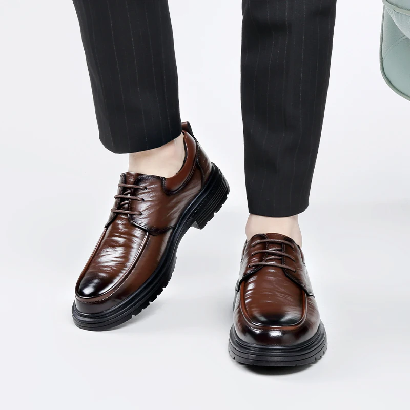 Leather Shoes Men lace up oxfords Casual Business Formal Leather Shoes Men Black Professional Soft Leather Men\'s Shoes