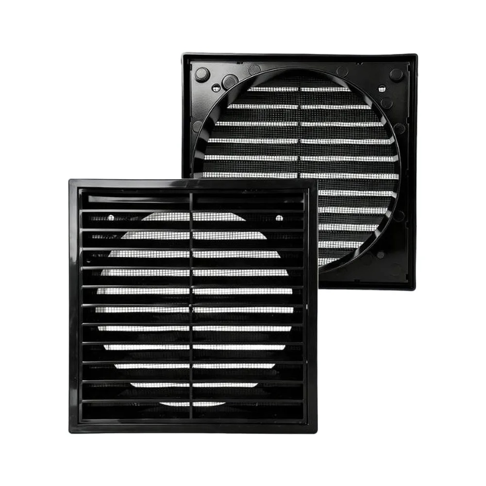 Black ABS Louvred For Exterior Air Vent Grille with Directional Louvers and Removable Net for All Year Round Ventilation