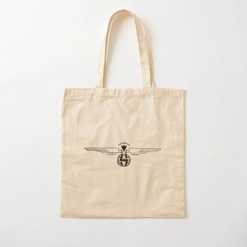 Bolsa tote com logotipo de aeronave Stearman (preta)