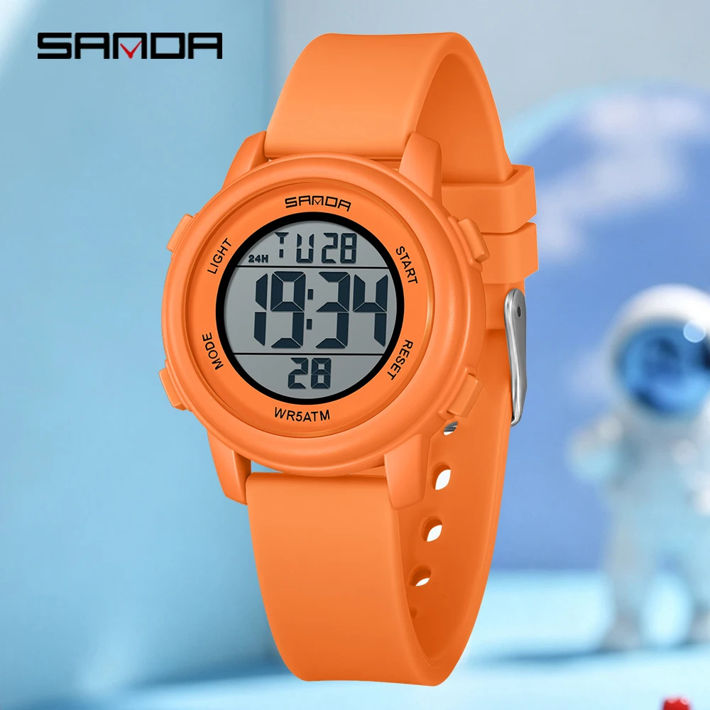 SANDA Fashion Men's and Women's Electronic Analog Watch Round Dial Countdown Waterproof Student Watch LED Night Light Number9518