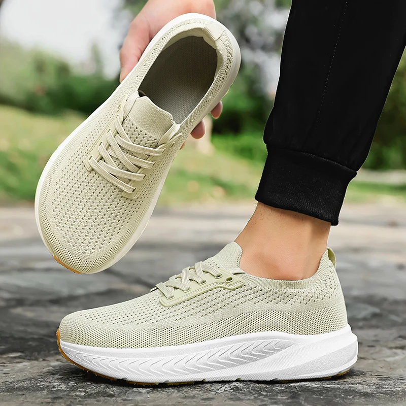 

Men's Laced Mesh Comfortable Breathable Lightweight Wide Palm Shoes Park Running Rebound Sole Sports Shoes