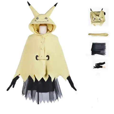 TAKARA TOMY Pokemon Mimikyu Cosplay Costume Anime Cartoon Cute Women Kigurumi Cloak Dress Halloween Outfit Cloak for Adult