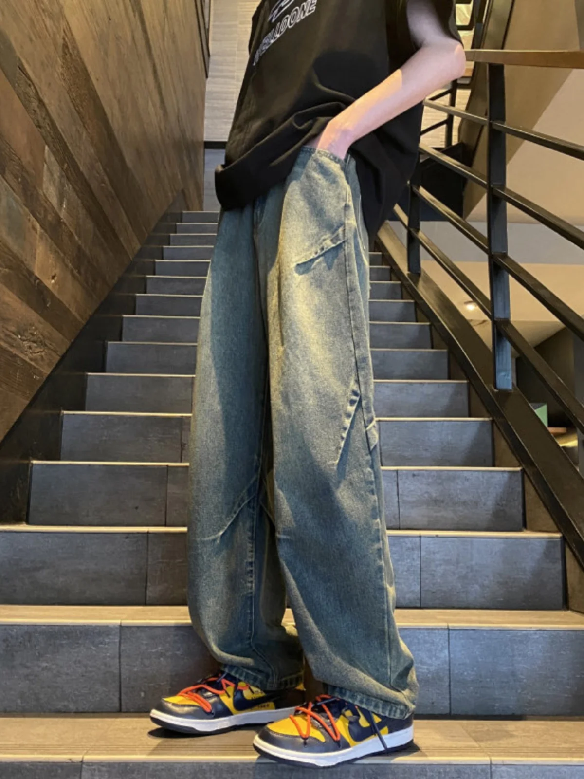 

Мужские винтажные джинсы Waed: свободные, прямые, оверсайз, в американском уличном стиле, для весны и осени, износостойкие