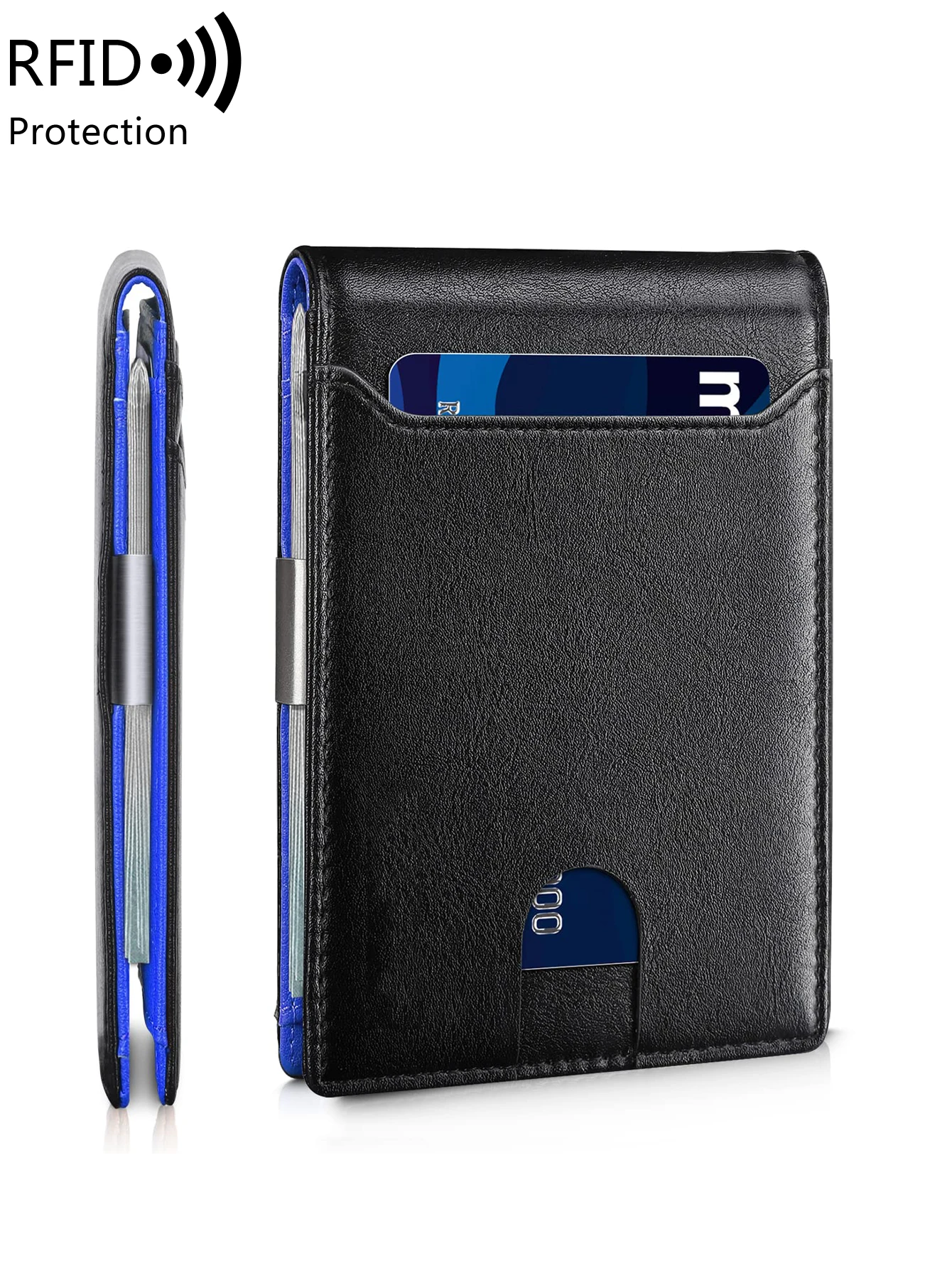 Minimalistisches Herren-Portemonnaie, multifunktional, RFID-blockierend, für die Vordertasche, tragbarer Kartenhalter, einfarbig, große Kapazität, 11-Karten-Geldbörse