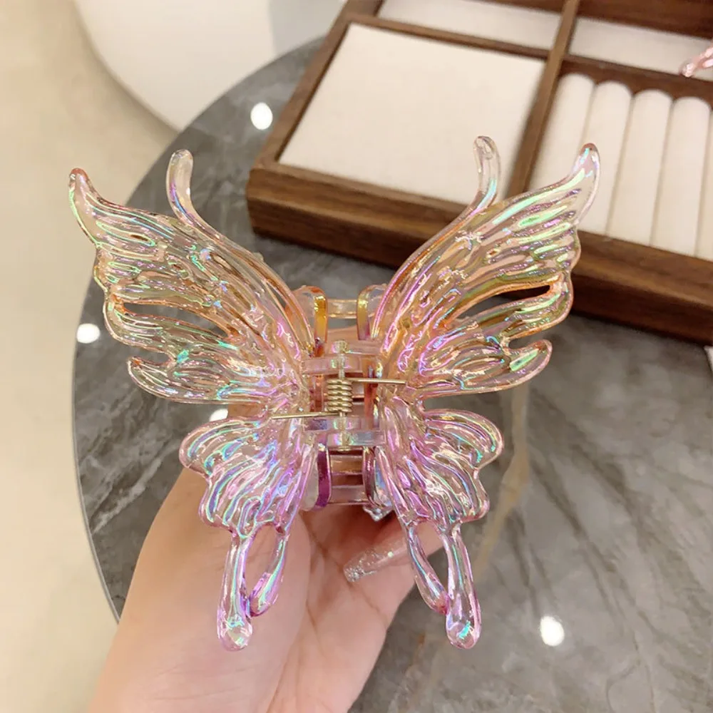 Colorful Liquid Butterfly Hair Claw Acrylic Claw Clip Butterfly Crab Clip Headwear Hair Accessories Large Shark Clip Girls