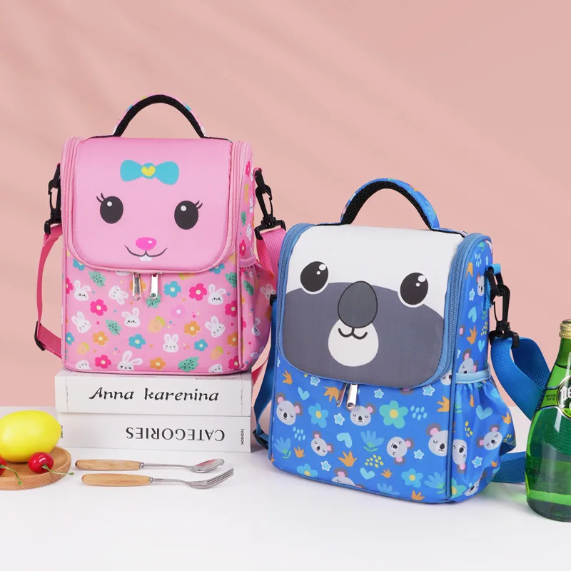 Children's Cartoon Portable Square Lunch Bag Ice Bag Student Insulation Meal Bag Traveing Outdoor Picnics Single Shouder Bag