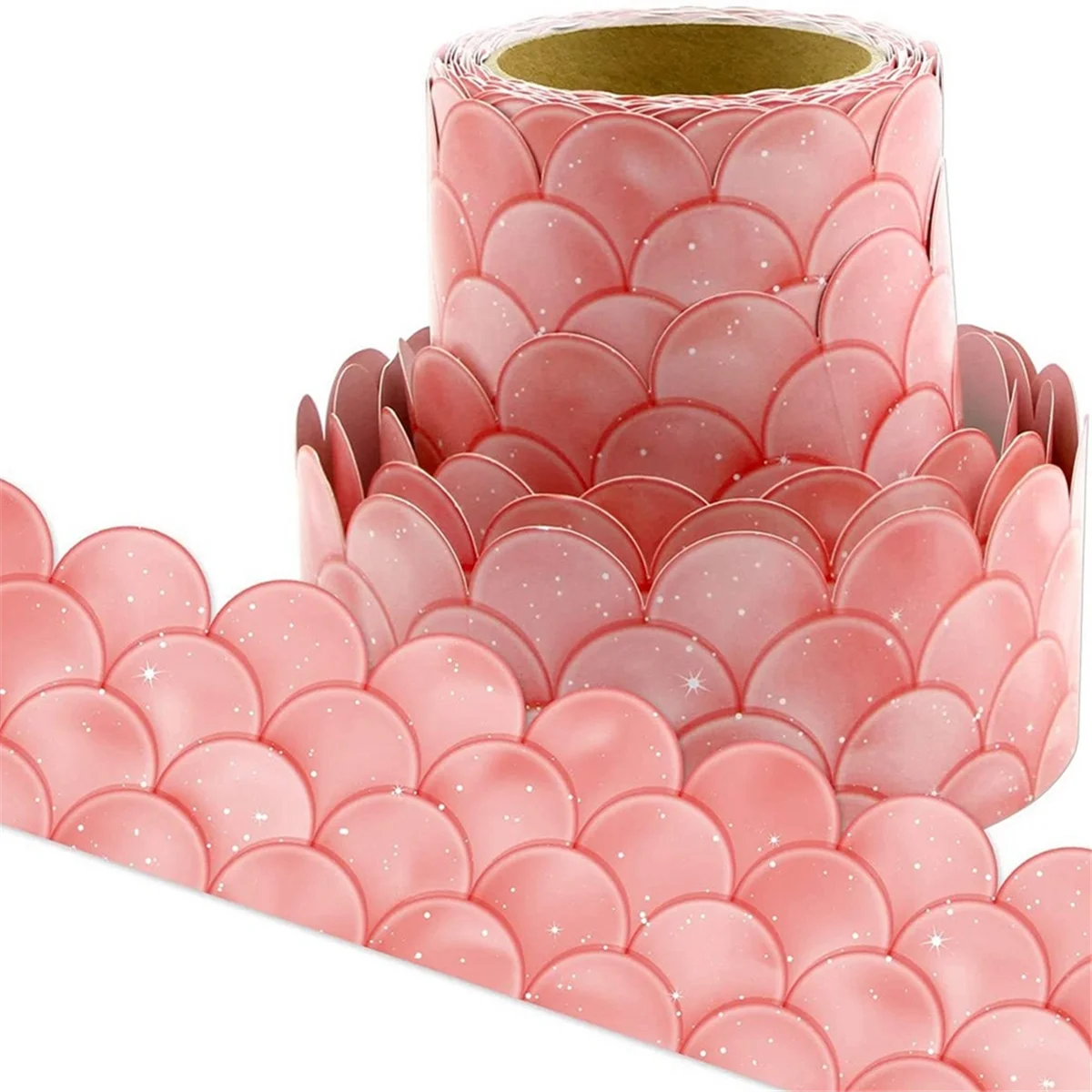 ONCE 20M Ombre Pink Scallops Bulletin Board Borders Rainbow Straight Borders Classroom or Home School Decoration